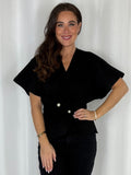 Kimono Style Sleeve Cinched In Pearl Detailed Top (5 Colours)