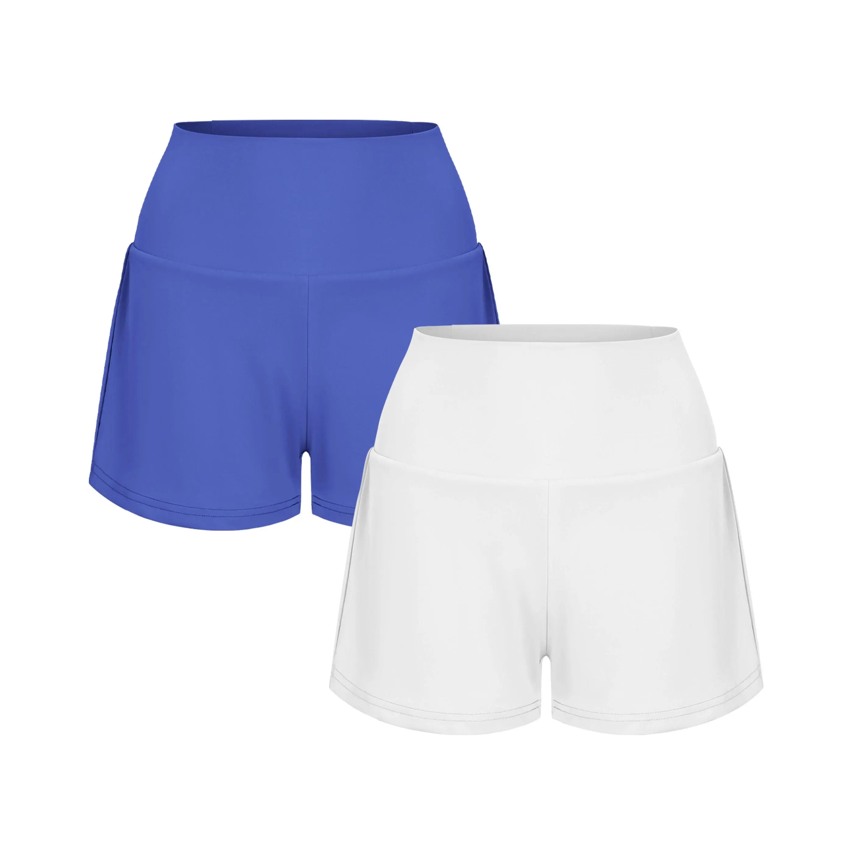2-Piece Super High Waisted Back Pocket & Side Hidden Pocket 2-in-1 Yoga Shorts 3" Set