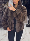Women Plush Spliced temperament Casual Coat