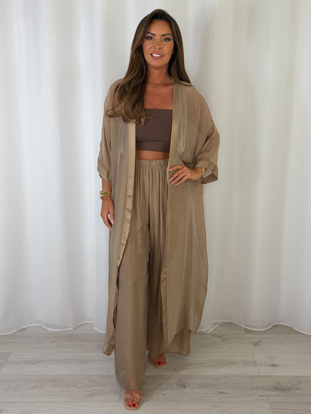 Silk Cardigan And Trouser Co-Ord