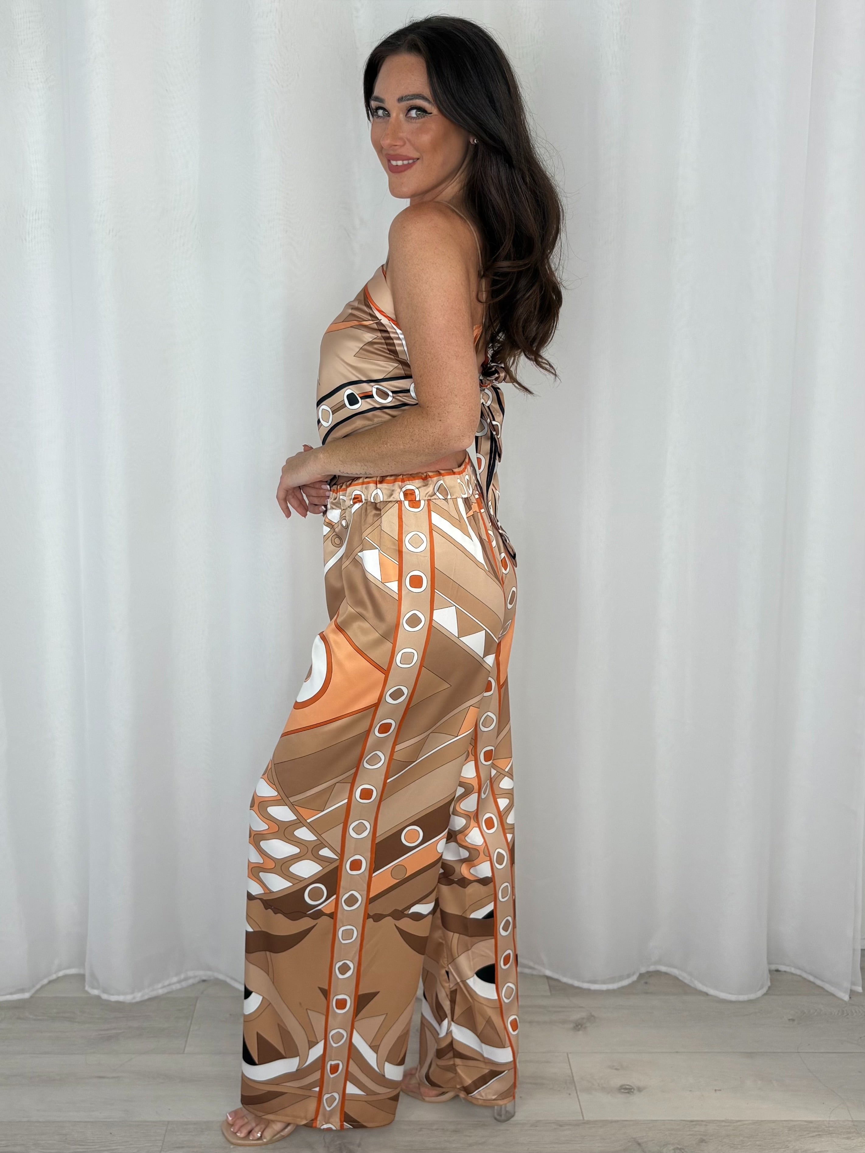 Circle Print Handkerchief Top And Trouser Co-Ord (4 Colours)