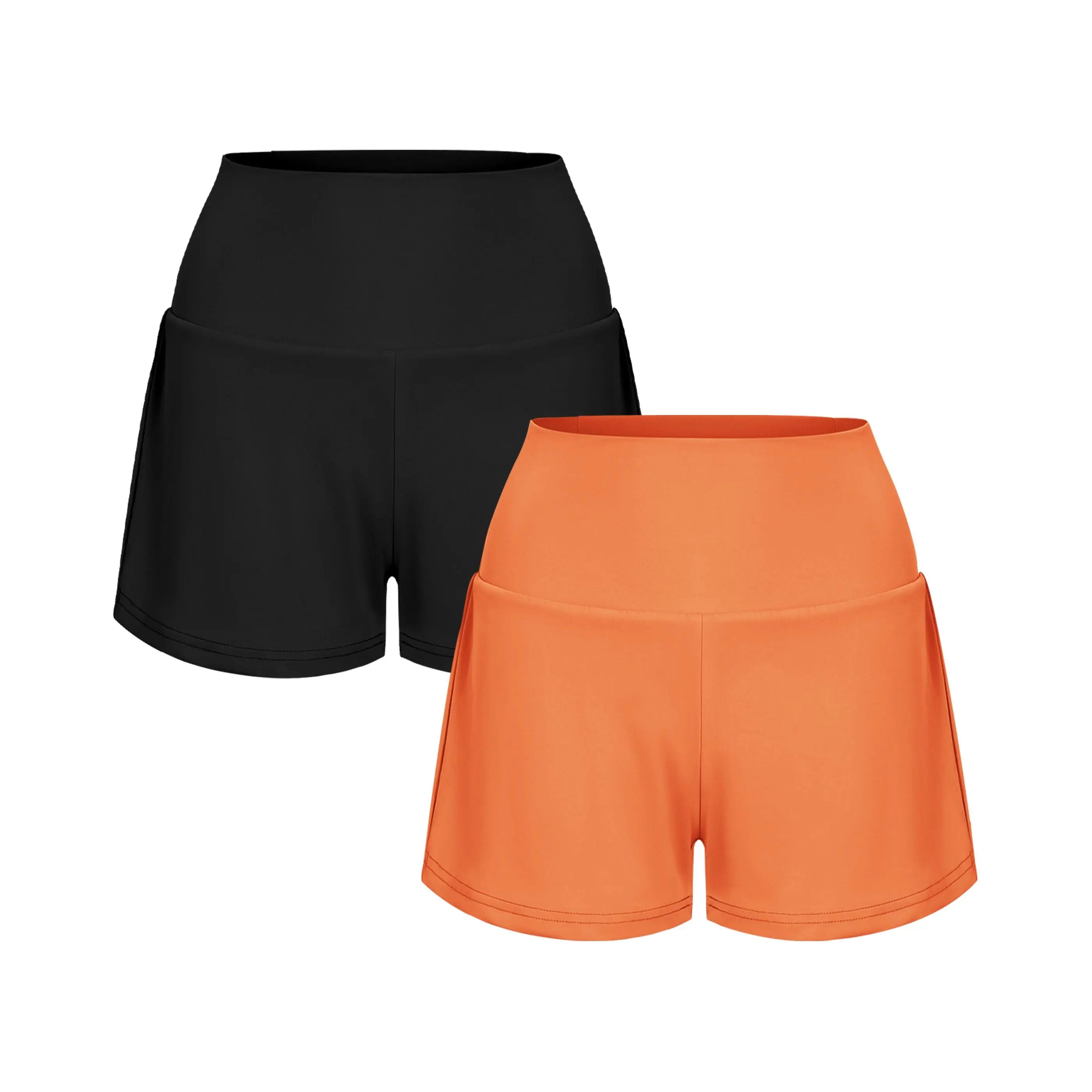 2-Piece Super High Waisted Back Pocket & Side Hidden Pocket 2-in-1 Yoga Shorts 3" Set