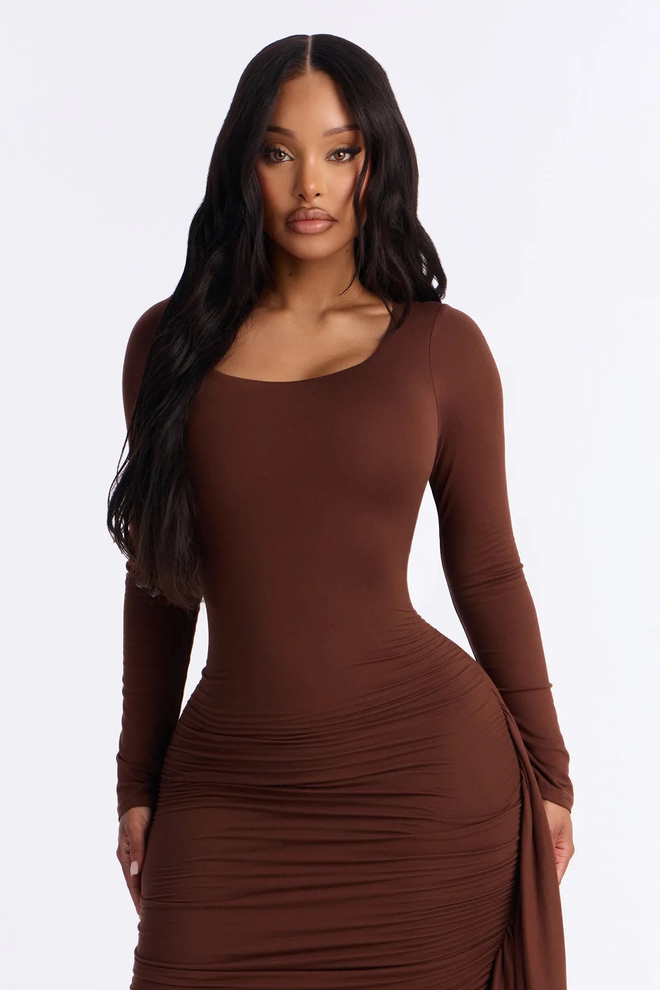 Melina Ruched Draped Mini Dress - Black