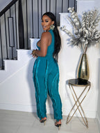 PARTY NEXT DOOR FRINGE PANTS SET (TEAL)