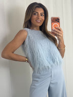 Textured Feather Racer Style Top (4 Colours)