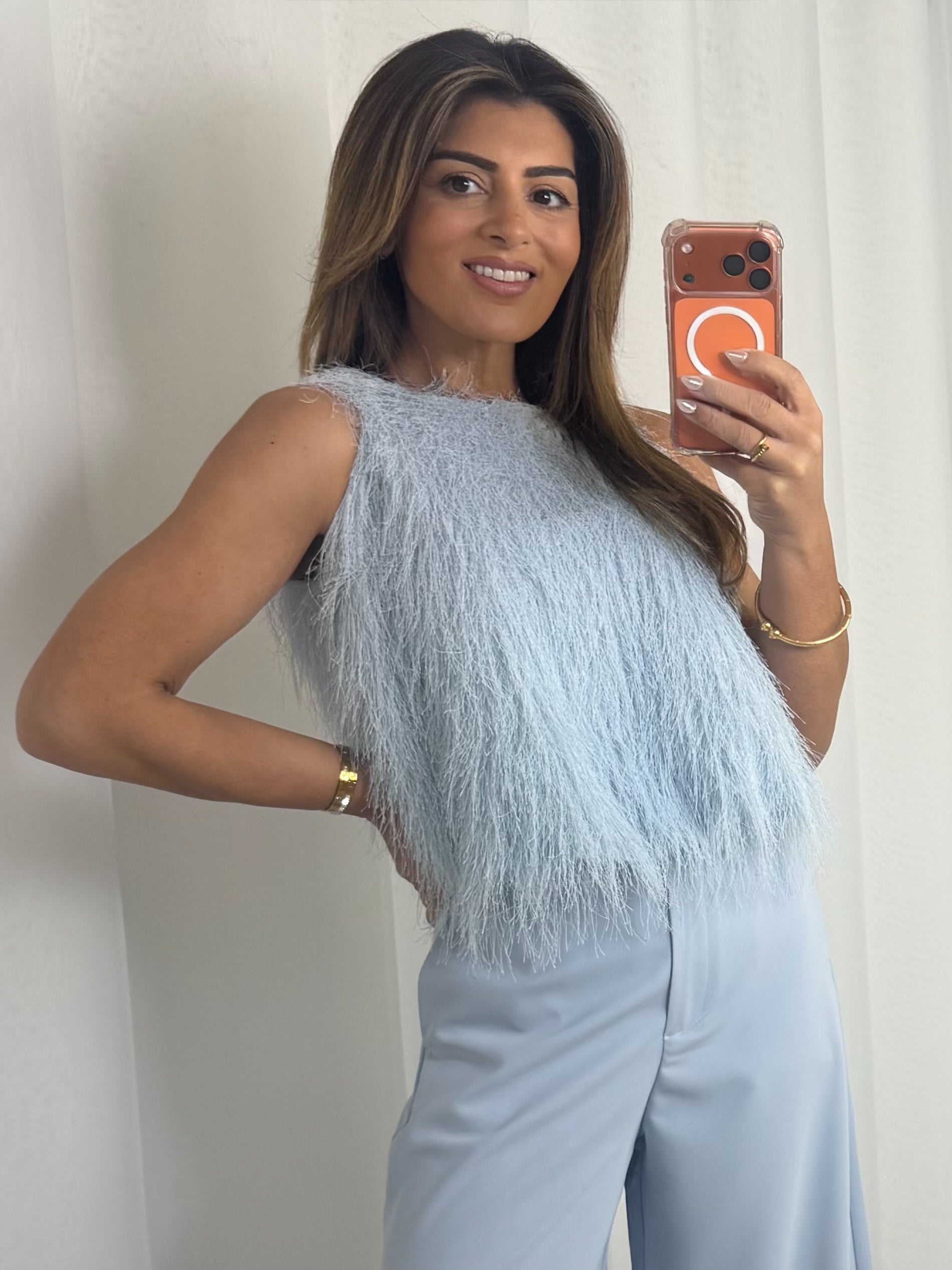 Textured Feather Racer Style Top (4 Colours)