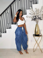 BAD GIRL DRAWSTRING CARGO PANTS