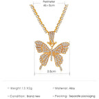 Layered Rhinestone Butterfly Pendant Necklaces Jewelry