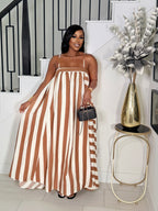 MAX IT UP STRIPY SUN DRESS (BROWN)