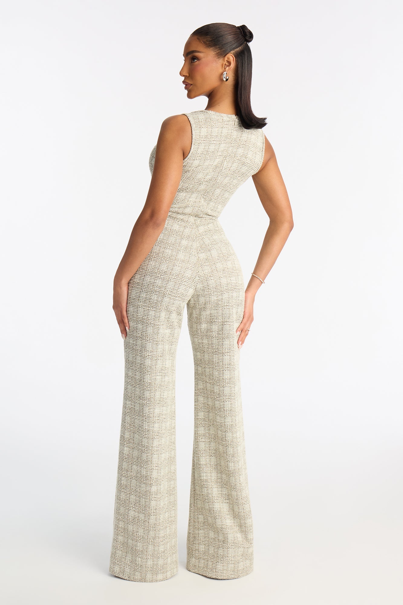 Class Act Knit Tweed Jumpsuit - Cream/combo