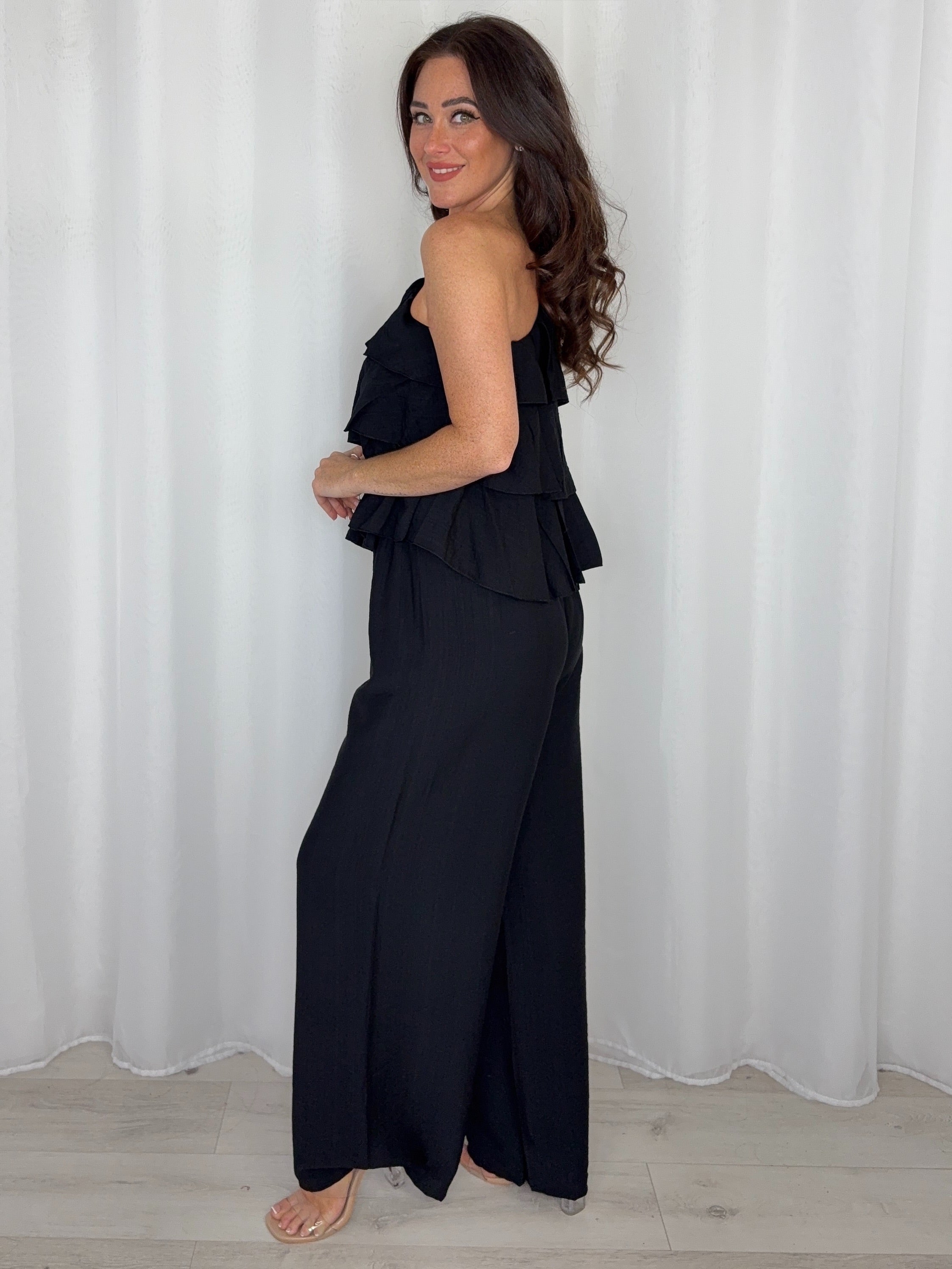 One Shoulder Layered Top And Trouser Co-Ord (3 Colours)
