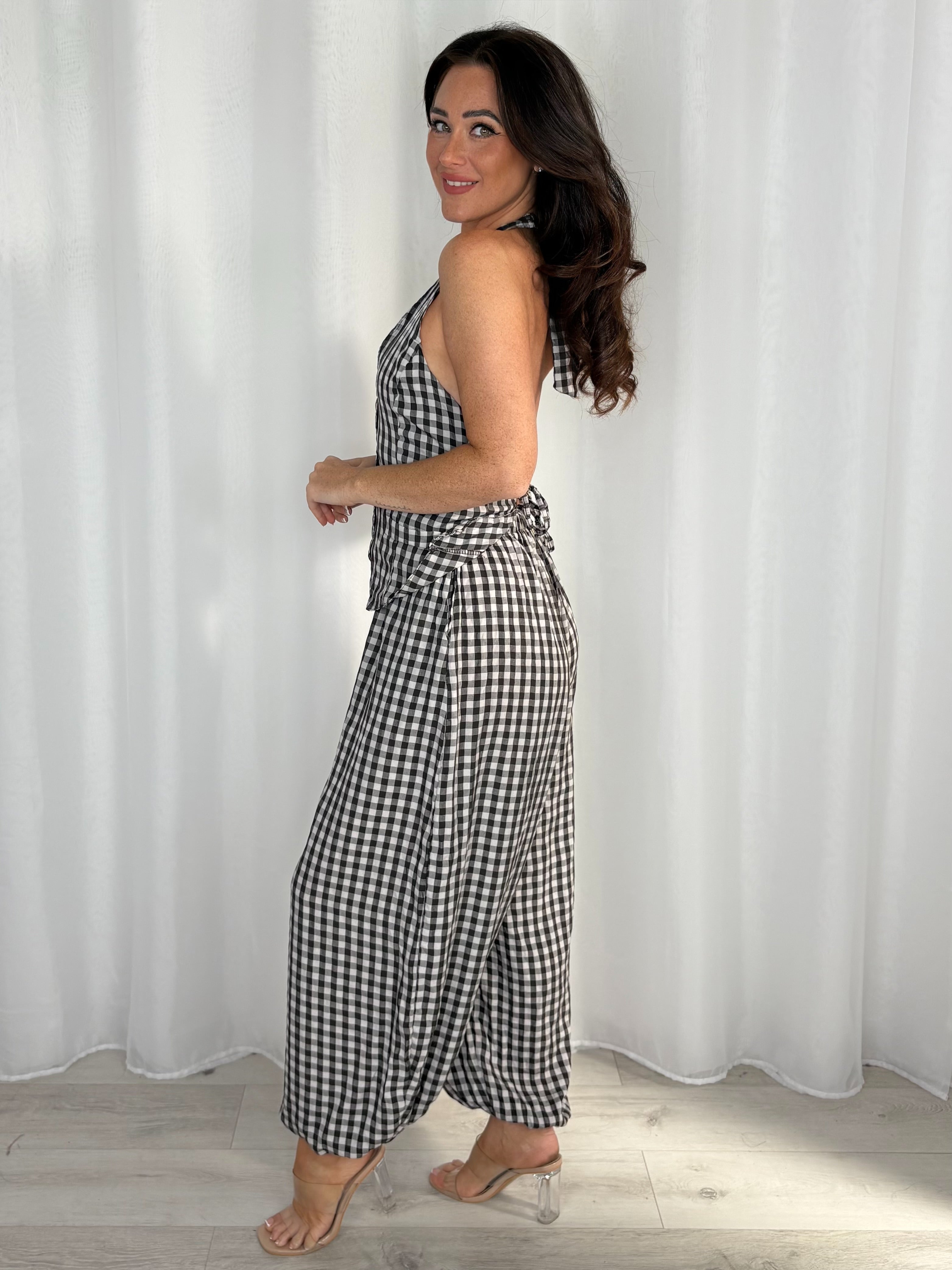 Gingham Tie-Back Waistcoat And Balloon Trouser Co-Ord (4 Colours)