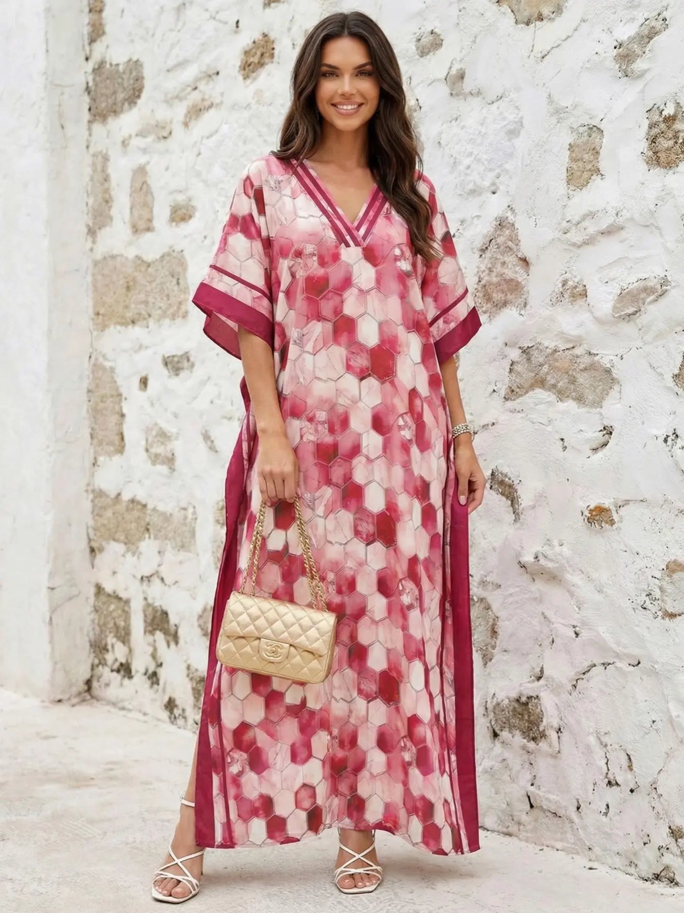 EDOLYNSA Leopard kaftans for woman caftan beach printing Moo Moo Dress casual cover up Bohemian daily wear Soft Homewear vacation party long dress lounge wear Q1615