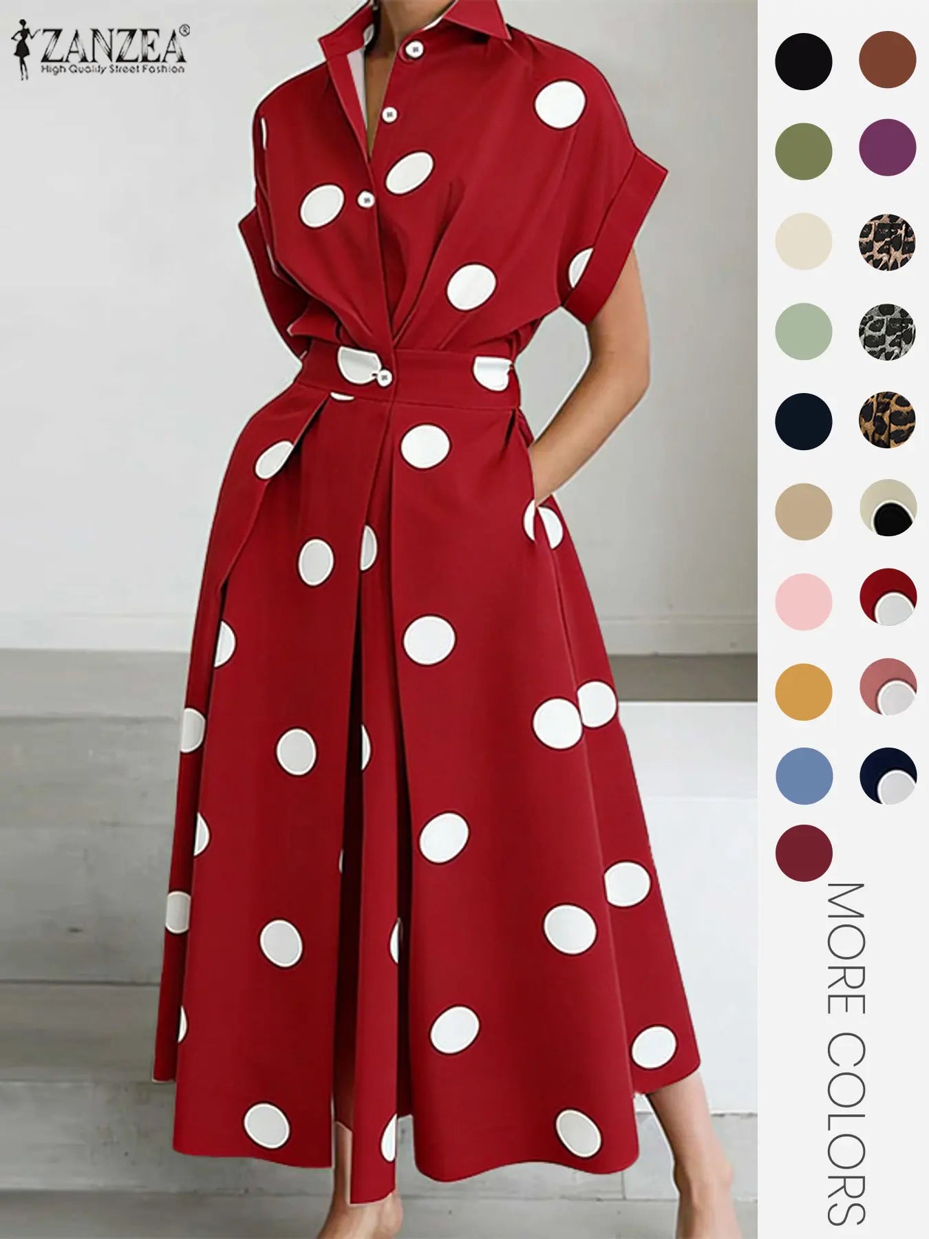 Women's Solid Color Woven Collared Shirt Dress, Basic Casual Short Sleeve Dress for Summer, Ladies Clothes for Daily Wear, Womenswear Fit, Piece, Buttoned Dress