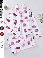 Women's Heart-shaped drink bottle Sleepwear Set