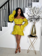 FEEL THE PRESSURE OFF THE SHOULDER SKIRT SET (GREEN)