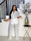 WHITE CLASSY GIRL LACE PANTS SET
