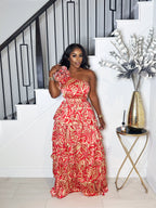 TURN HEADS MAXI TIERED DRESS (RED)