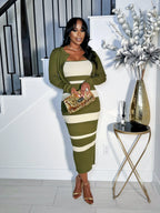 ALWAYS PRETTY CARDIGAN DRESS SET (OLIVE)