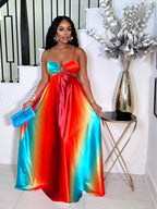 FLAMIN HOT MAXI CUTOUT DRESS