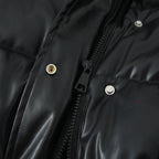 PU leather quilted jacket for women