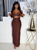 MOCHA BLOOM SCULPTED DRESS