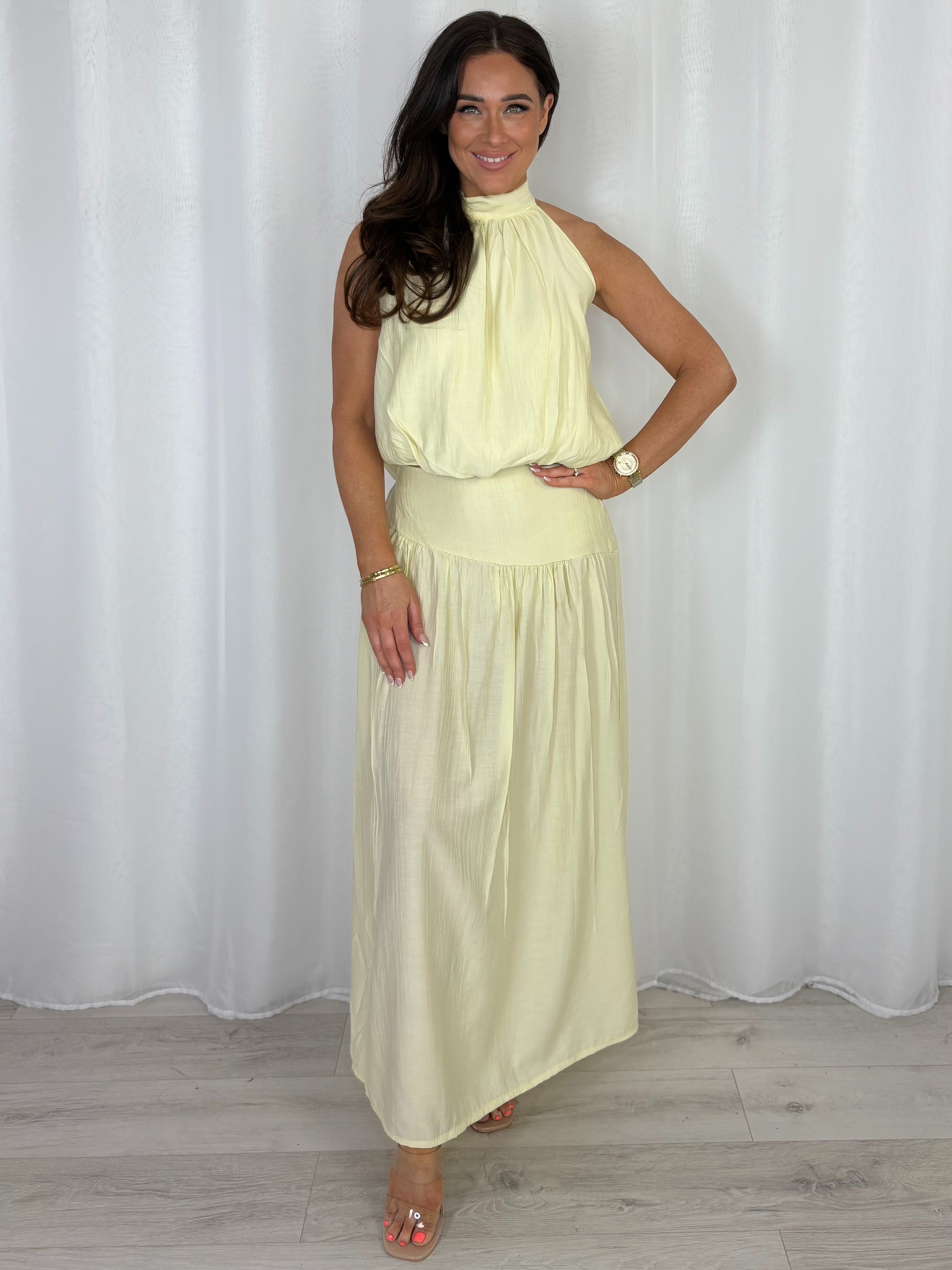 Halter Neck Balloon Style Top And Maxi Skirt Co-Ord (5 Colours)
