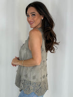 Crochet Flower Detail Top (7 Colours)