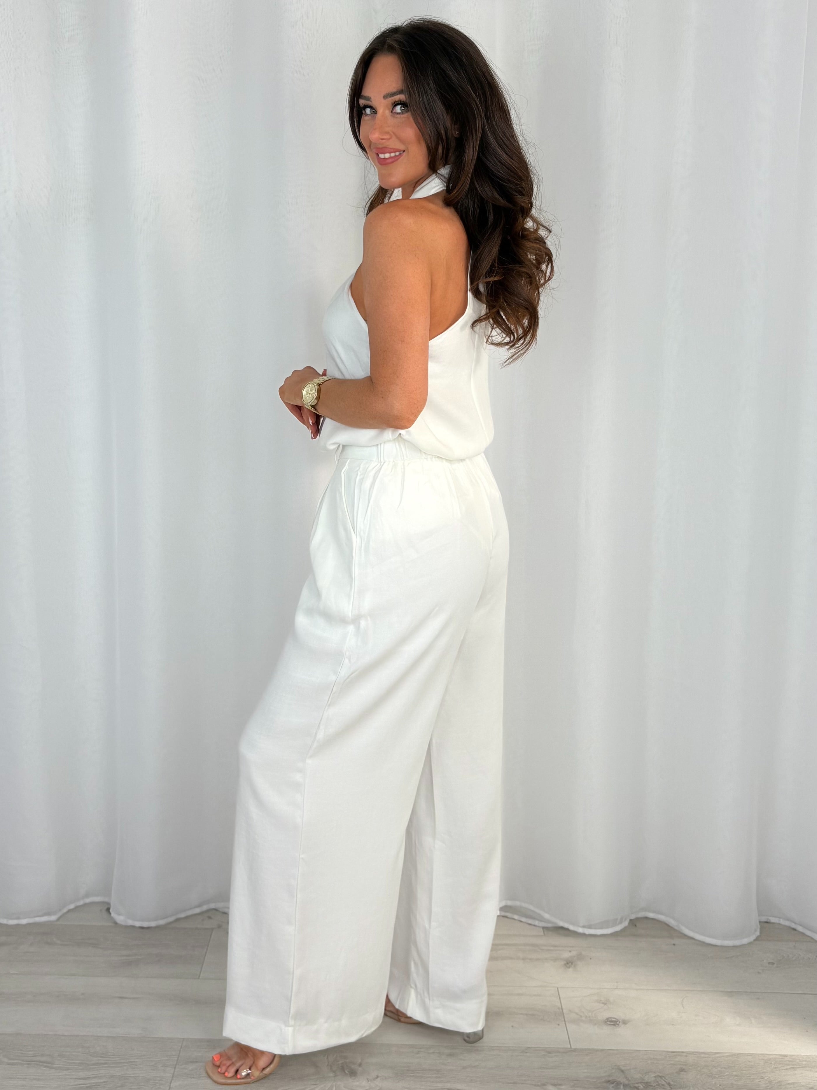 Gold Buckle Racer Cut Top And Wide Leg Trouser Co-Ord (3 Colours)