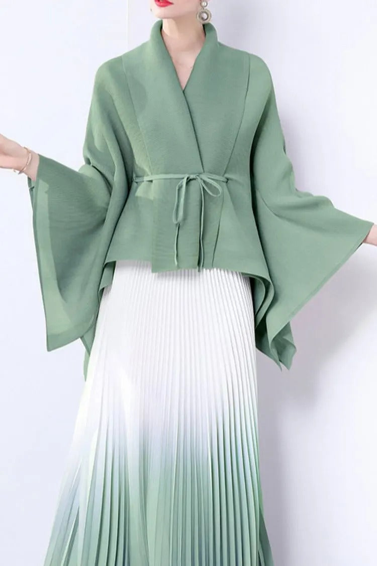 Elegant Pleated Skirt Two-Piece Set