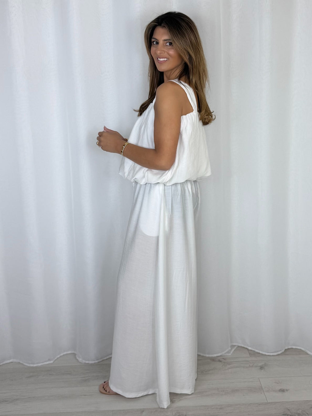 Balloon Style Thick Strap Top And Gathered Trouser Co-Ord (10 Colours)