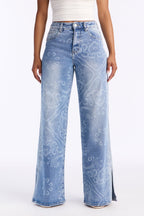 Playa Days Stretch Wide Leg Jeans - Light Wash