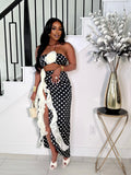 QUEEN ROSE POLKADOT RUFFLE SKIRT SET