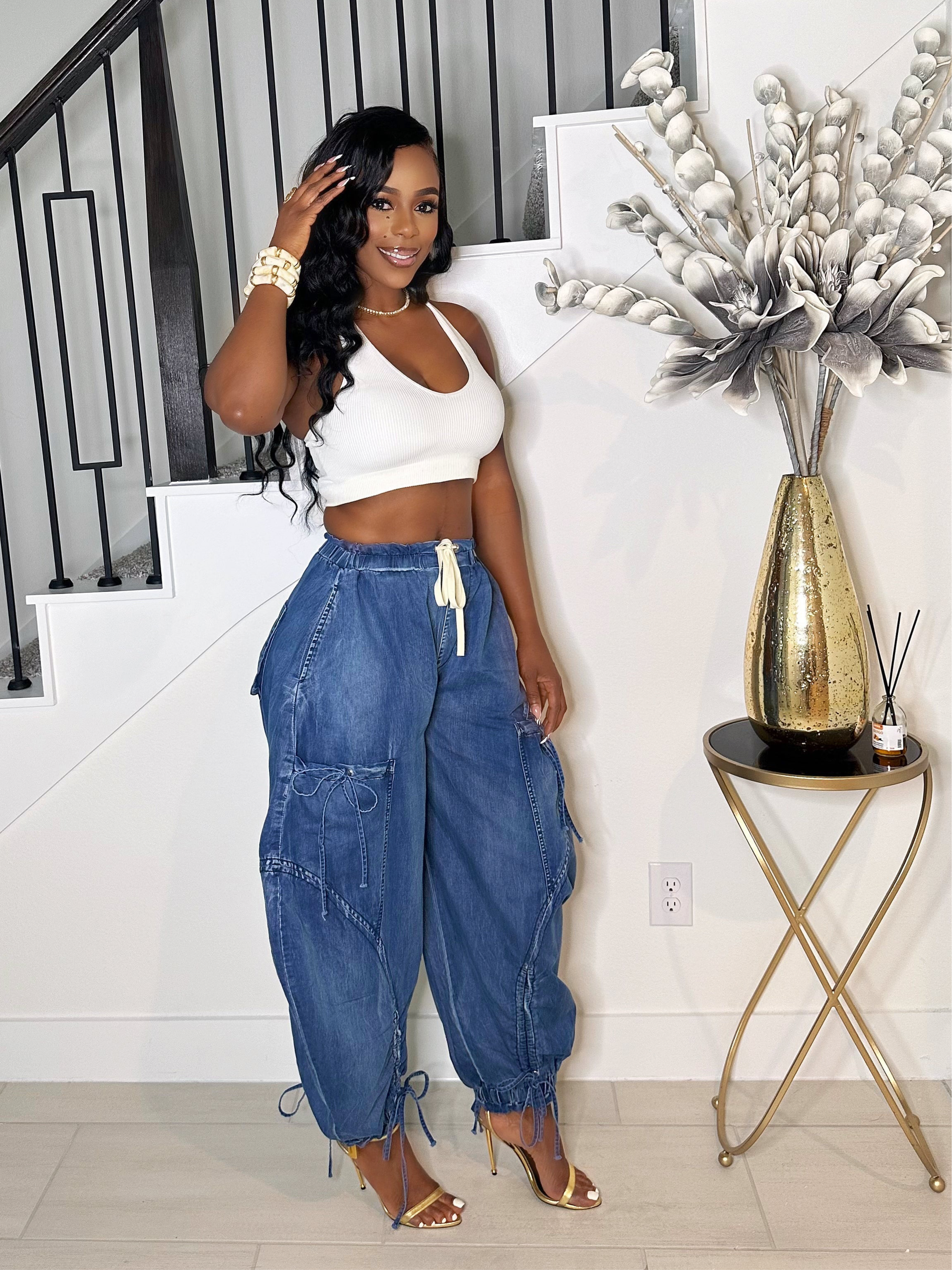 BAD GIRL DRAWSTRING CARGO PANTS