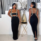 MEGAN 2 PIECE DRESS SET (BLACK)