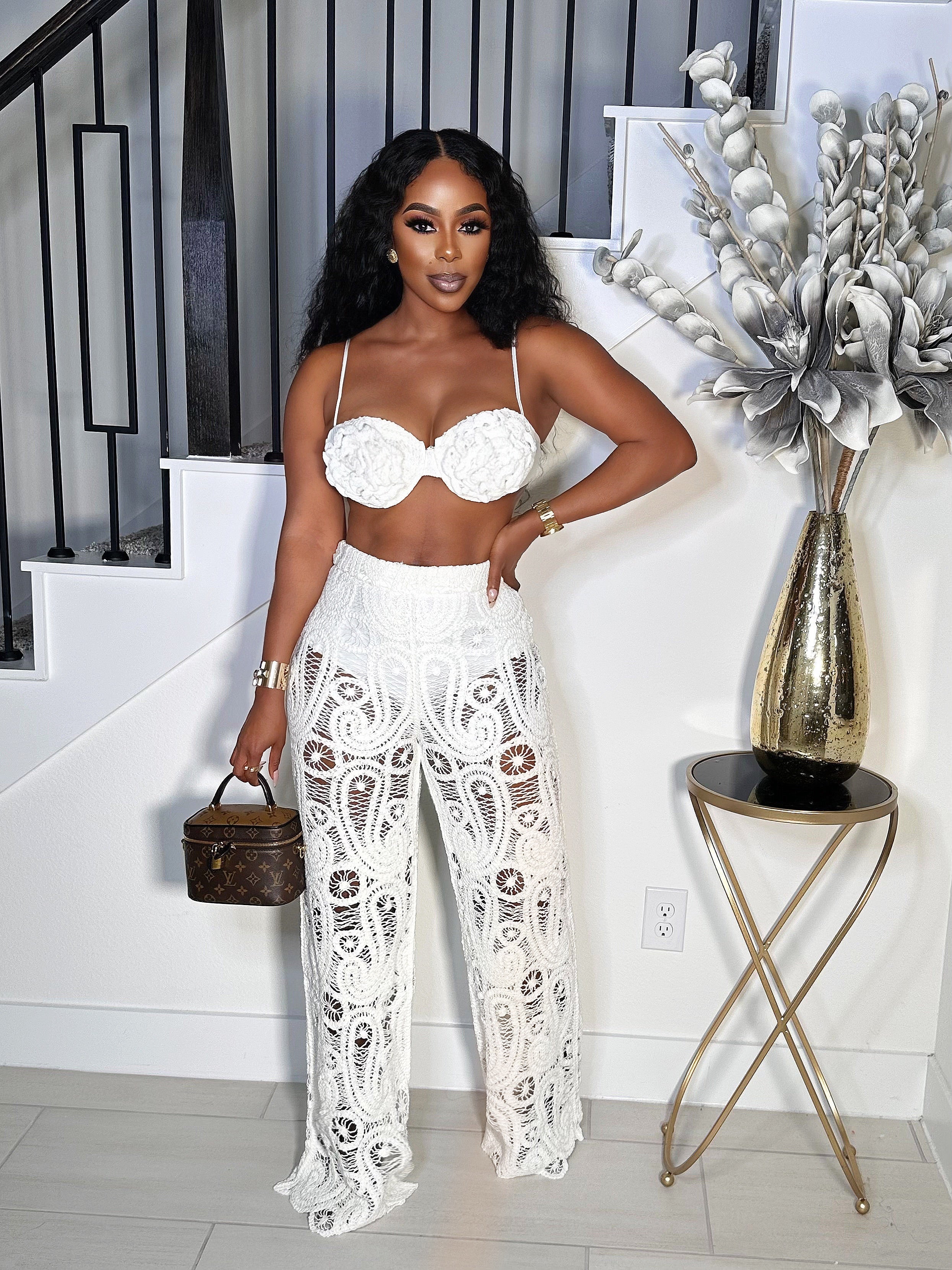 HOT TOPIC 2 PIECE CROCHET PANTS SET