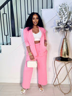GLAM UP IN QUILT PANTS SET (PINK)