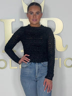 Textured Flower Detail Mesh Top (2 Colours)