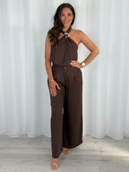 Gold Buckle Racer Cut Top And Wide Leg Trouser Co-Ord (3 Colours)