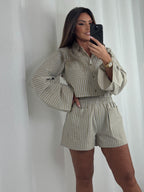 Stripe Flared Sleeve Shirt & Shorts Co-Ord (2 Colours)