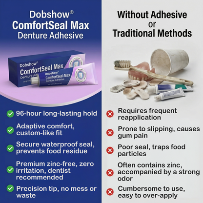 🦷🔥Dobshow® ComfortSeal Max Denture Adhesive—🧑‍⚕️✅96-hour long-lasting, heat adaptive technology