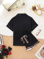 Women's Contrast Binding Pajama Two-piece Set