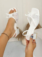 Square Toe Wide Foot Thong Sandals With Thin Heel, Versatile Outdoor Wear Thin Heel Thong Flip Flops For Women, Chic & Elegant