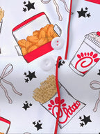Women's Snack Chicken Bow Print Pajama Set
