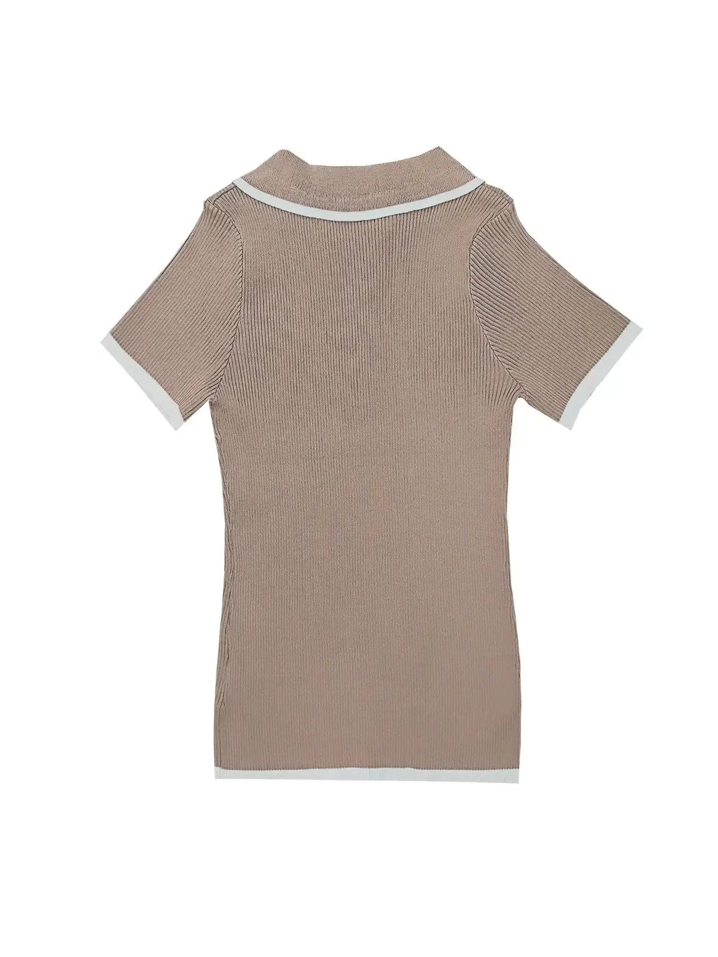 Women's Contrast Binding Polo Neck Knit Top, Casual Fit Button-Front Short-Sleeve Knitting Top for Summer, Fashion Knit Polo Shirt for Women's Daily Wear, Collared Polo Shirts, Summer Tops