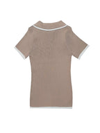 Women's Contrast Binding Polo Neck Knit Top, Casual Fit Button-Front Short-Sleeve Knitting Top for Summer, Fashion Knit Polo Shirt for Women's Daily Wear, Collared Polo Shirts, Summer Tops