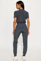 Full Shift Stretch Jogger Scrub Uniform Jumpsuit - Black