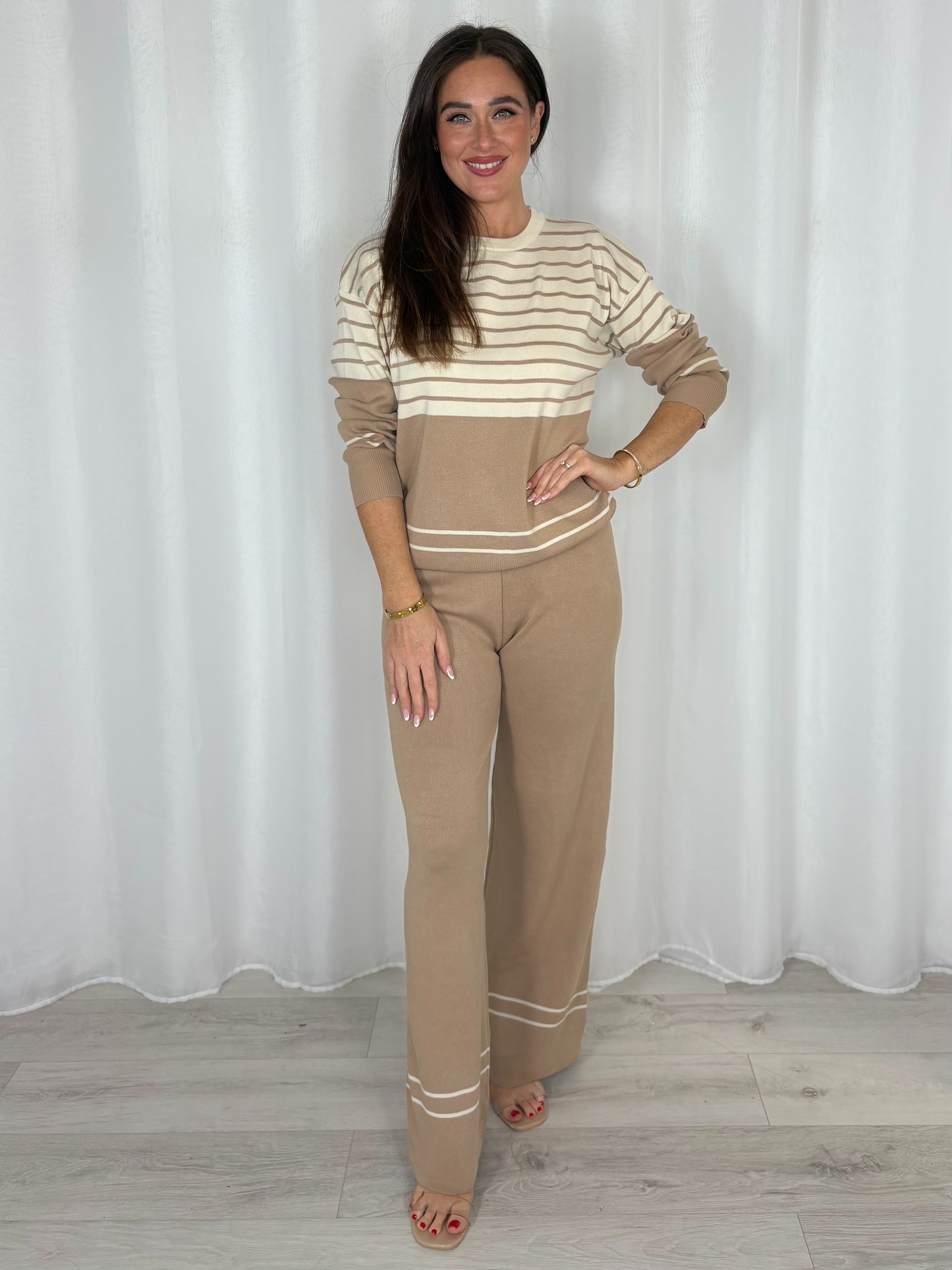 Round Neck Striped Jumper And Trouser Co-Ord (5 Colours)