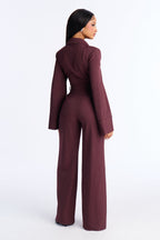 Kylie Blazer Pinstripe Wide Leg Jumpsuit - Black