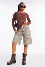 Sabrina Long Sleeve Tee - Camel